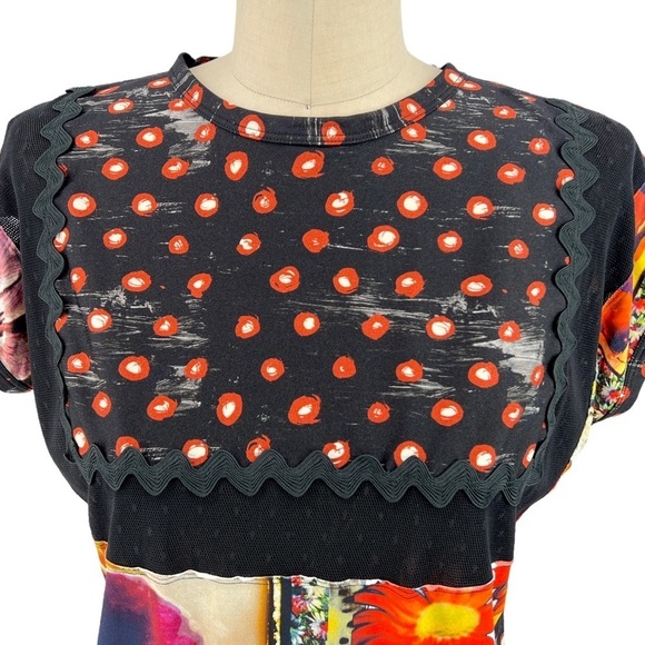 Jean Paul Gautier Soleil Vintage Tribal Floral Mixed Pattern Short Sleeve Tee - Picture 5 of 10